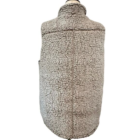 Thread + Supply Womens Large Sherpa Vest Gray Full Zip FrontPockets High Neck - Picture 6 of 14